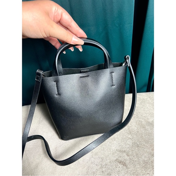 Urban Outfitters Handbags - Urban Outfitters Black Smooth Faux Leather Small Mini Bucket Bag Purse 6" x 8"